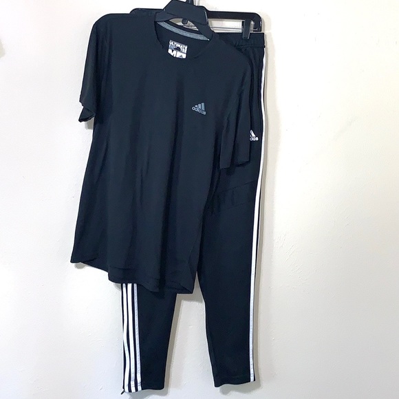 adidas Other - Adidas Bundle - Short Sleeve Ultimate Tee and Track Pants in Black Size Medium